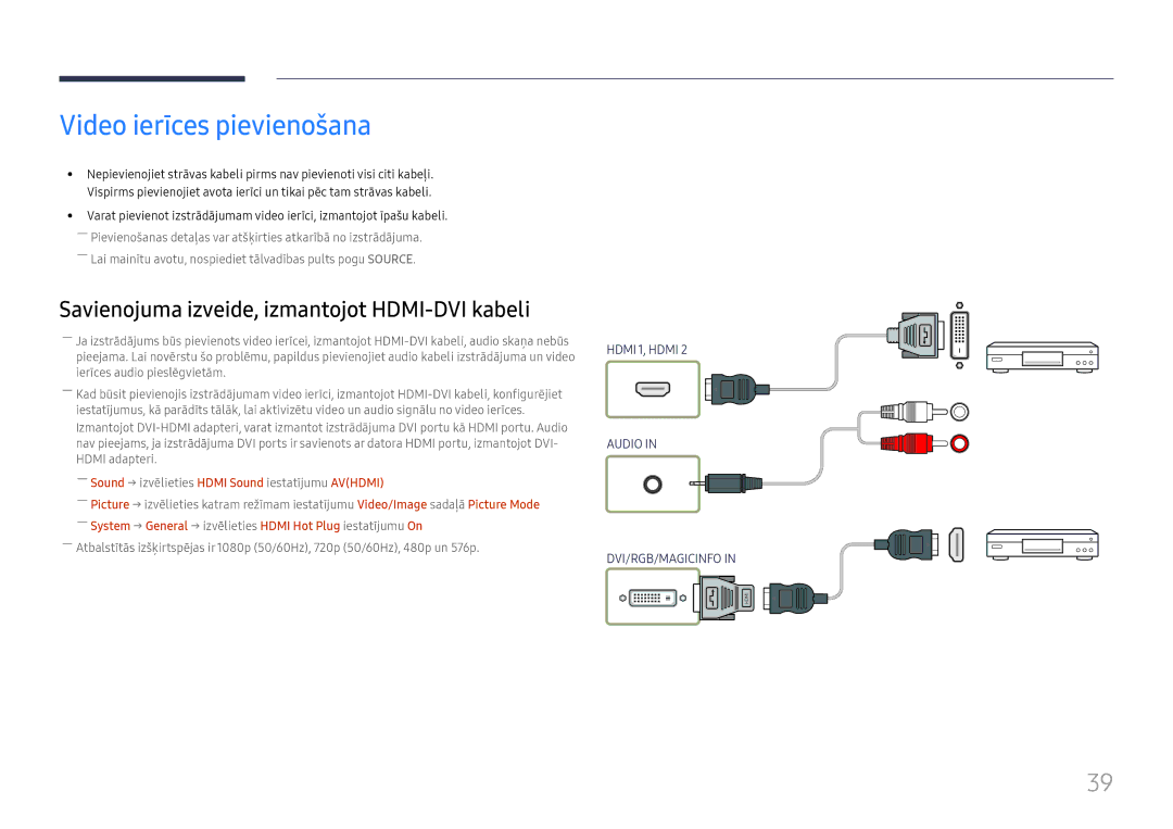 Samsung LH46UHFCLBB/EN manual Video ierīces pievienošana 