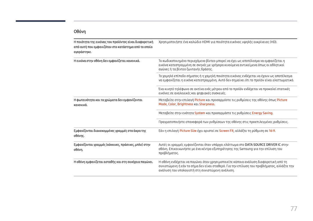 Samsung LH46UHFCLBB/EN manual Mode, Color, Brightness και Sharpness 