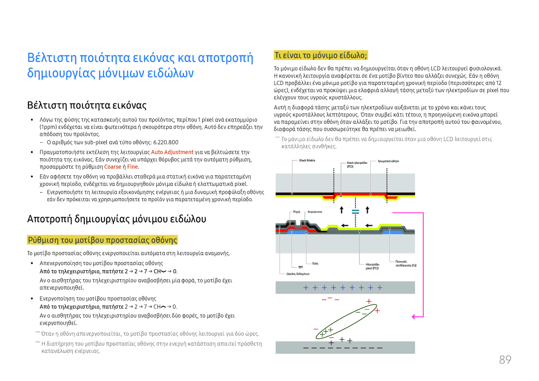 Samsung LH46UHFCLBB/EN manual Βέλτιστη ποιότητα εικόνας, Αποτροπή δημιουργίας μόνιμου ειδώλου, Τι είναι το μόνιμο είδωλο 