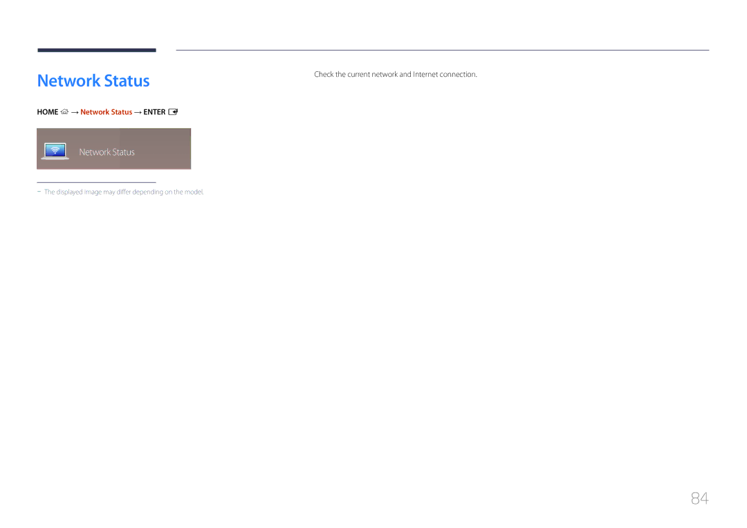 Samsung LH55DHEPLGC/NG manual Check the current network and Internet connection, Home → Network Status → Enter E 