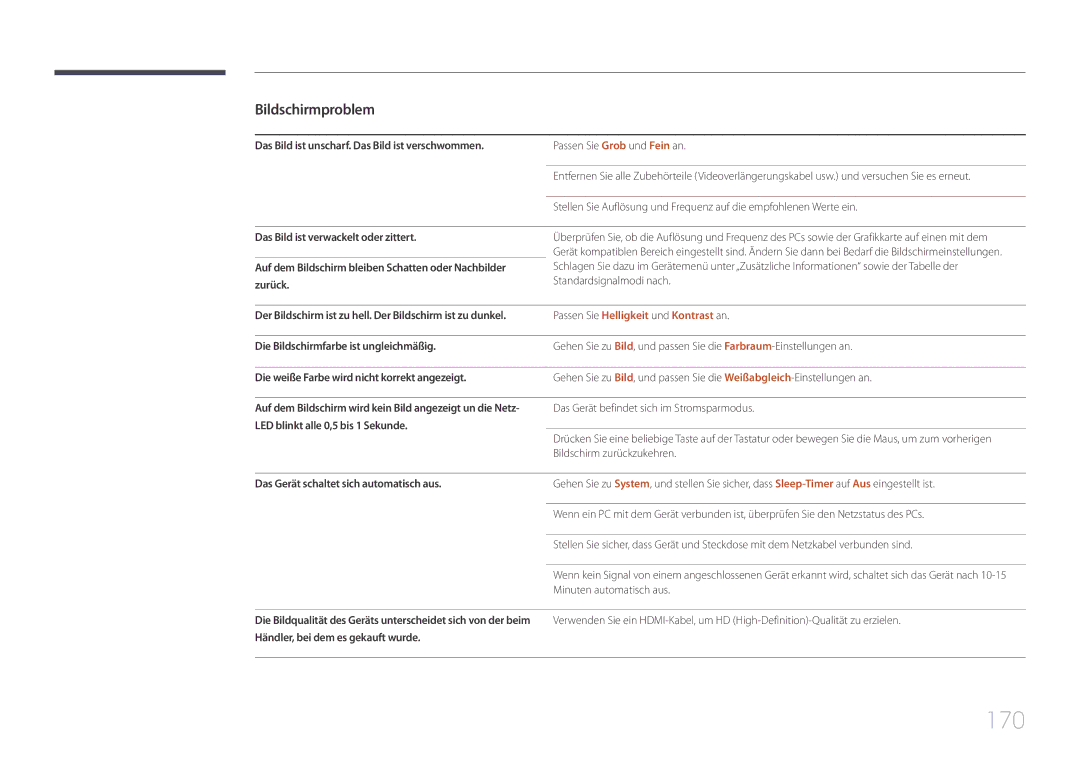 Samsung LH40DHEPLGC/EN, LH48DMEPLGC/EN, LH32DBEPLGC/EN, LH55DMEPLGC/EN manual 170, Passen Sie Helligkeit und Kontrast an 