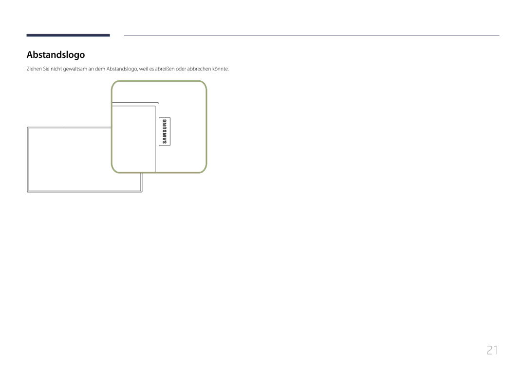 Samsung LH65DMEPLGC/EN, LH48DMEPLGC/EN, LH40DHEPLGC/EN, LH32DBEPLGC/EN, LH55DMEPLGC/EN, LH55DBEPLGC/EN manual Abstandslogo 