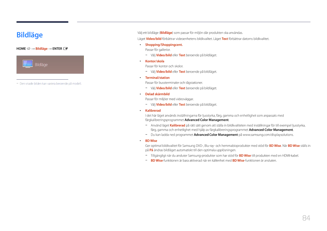 Samsung LH55DHEPLGC/EN, LH48DMEPLGC/EN, LH40DHEPLGC/EN, LH32DBEPLGC/EN, LH55DMEPLGC/EN, LH55DBEPLGC/EN, LH40DMEPLGC/EN Bildläge 