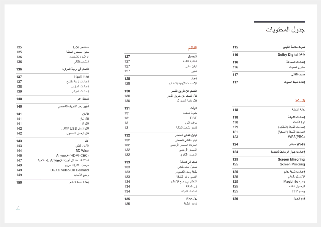 Samsung LH65DMEPLGC/EN, LH48DMEPLGC/EN, LH55DMEPLGC/EN, LH40DMEPLGC/EN, LH55DHEPLGC/EN, LH32DMEPLGC/EN, LH55DBEPLGC/NG ةكبشلا 