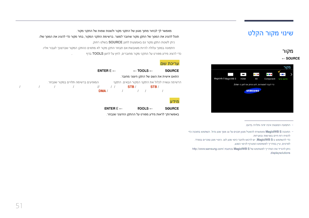 Samsung LH48DBEPLGC/CH, LH48DMEPLGC/EN, LH55DMEPLGC/EN, LH40DMEPLGC/EN, LH55DHEPLGC/EN manual טלקה רוקמ יוניש, םש תכירע, עדימ 