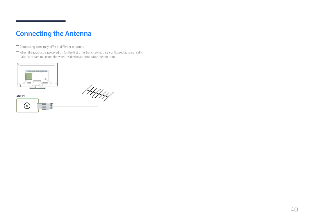 Samsung LH48EBDELGW/EN, LH40EBDELGW/EN manual Connecting the Antenna 