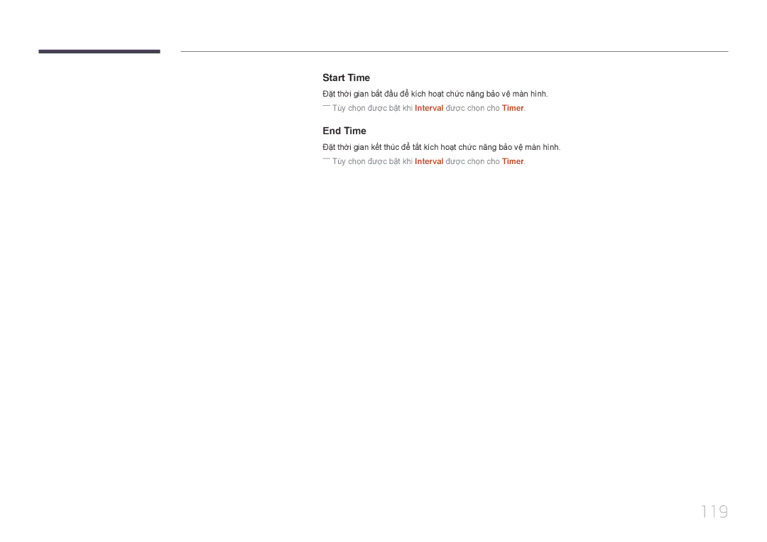 Samsung LH40EBDWLGW/XV, LH48EBDWLGW/XV manual 119, Start Time, End Time 