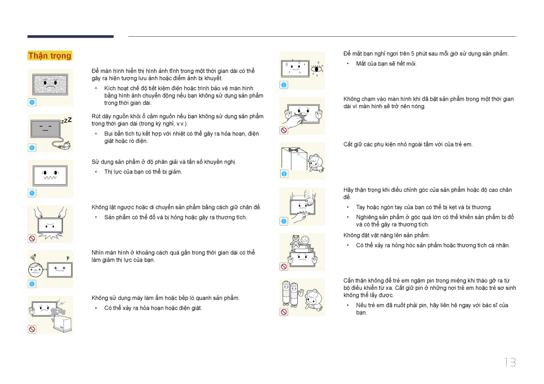 Samsung LH40EBDWLGW/XV, LH48EBDWLGW/XV manual Và có thể gây ra thương tích 
