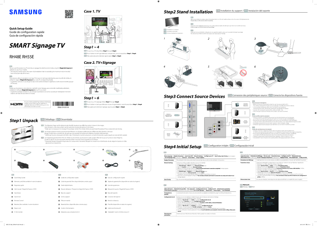 Samsung LH55RHEELGW/EN manual Set Network type to Wired from the Network Settings, Auto Tuning, Orientación de 