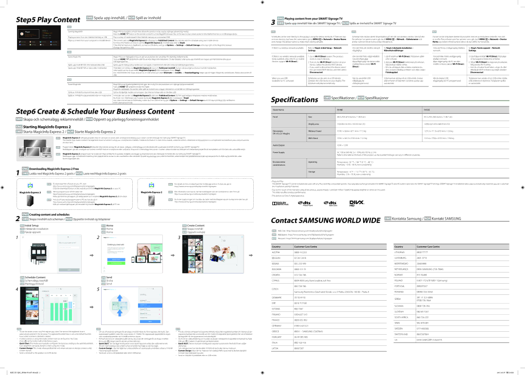 Samsung LH55RHEELGW/XE manual Spela upp innehåll Spill av innhold, Starta MagicInfo Express 2 / Starte MagicInfo Express 