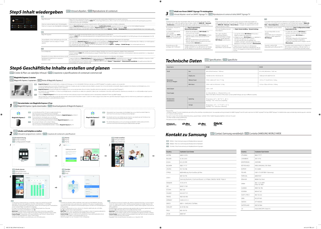 Samsung LH48RHEELGW/EN, LH55RHEELGW/EN manual Riproduzione di contenuti, Specifiche 