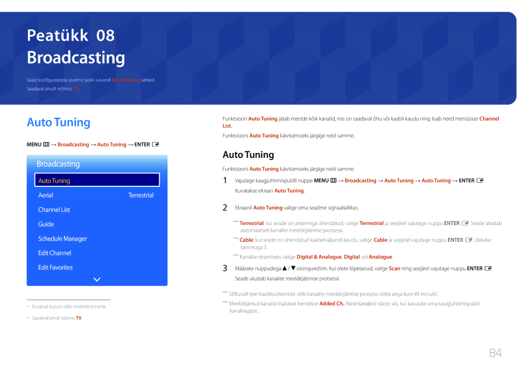 Samsung LH48RHEELGW/EN, LH55RHEELGW/EN manual Broadcasting, Auto Tuning 