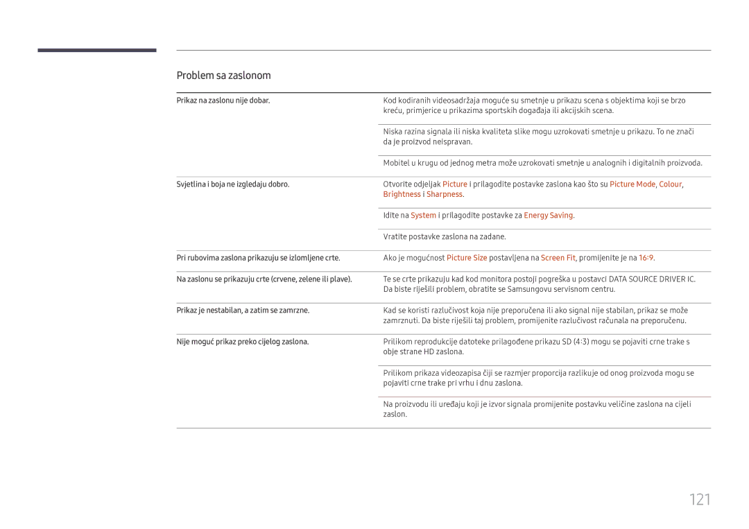 Samsung LH49DCHPLGC/EN manual 121, Brightness i Sharpness 