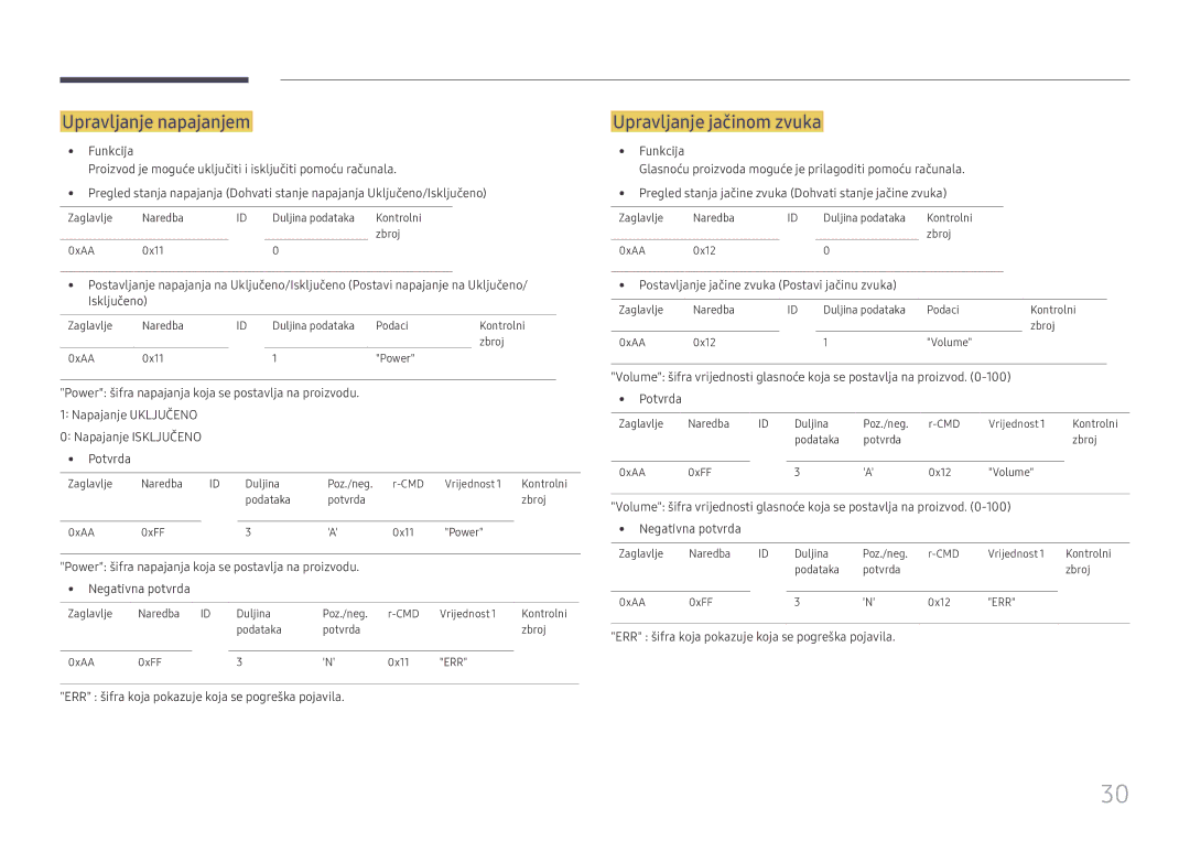 Samsung LH49DCHPLGC/EN manual Upravljanje napajanjem, Upravljanje jačinom zvuka 