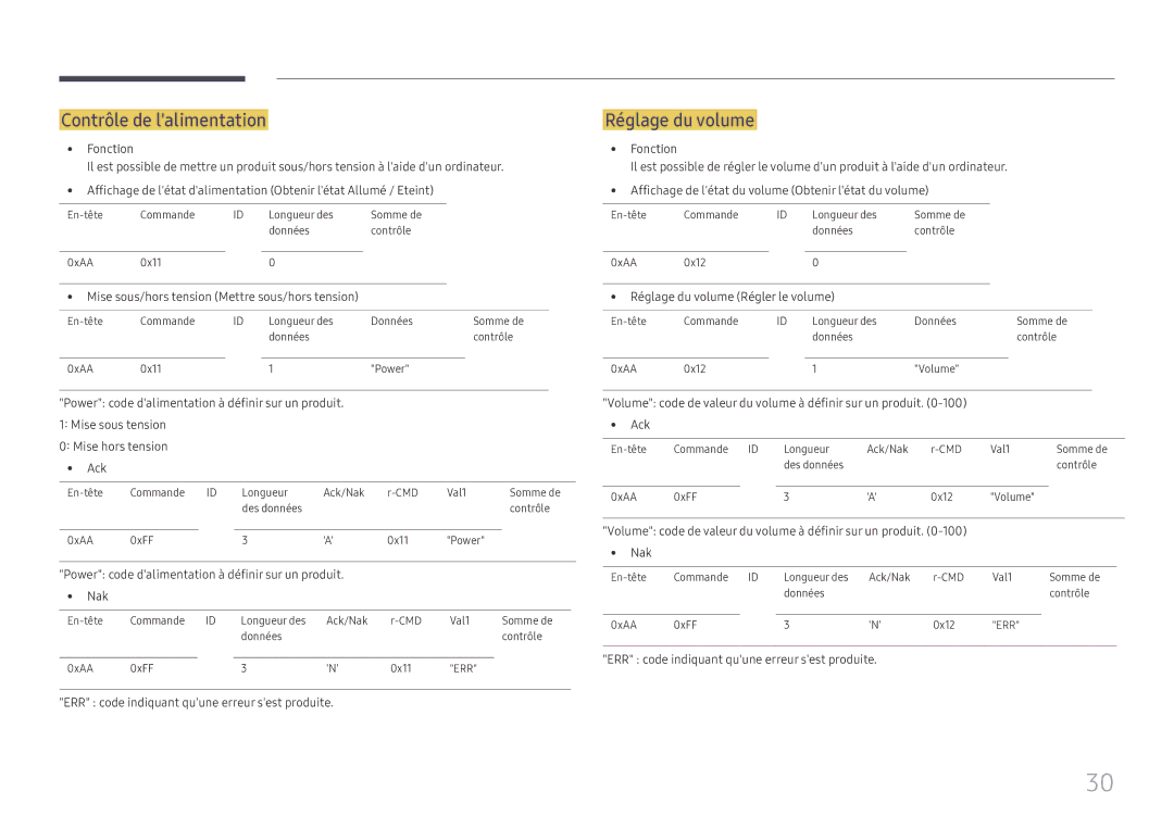 Samsung LH49DCJPLGC/EN, LH43DCJPLGC/EN, LH49DCHPLGC/EN manual Contrôle de lalimentation, Réglage du volume 