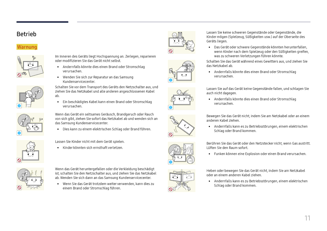 Samsung LH49DCHPLGC/EN, LH49DCJPLGC/EN, LH43DCJPLGC/EN manual Betrieb 