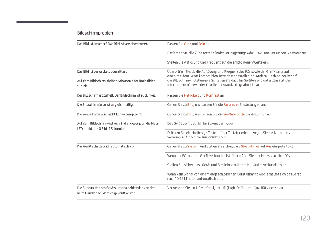 Samsung LH49DCJPLGC/EN, LH43DCJPLGC/EN, LH49DCHPLGC/EN manual 120, Passen Sie Helligkeit und Kontrast an 