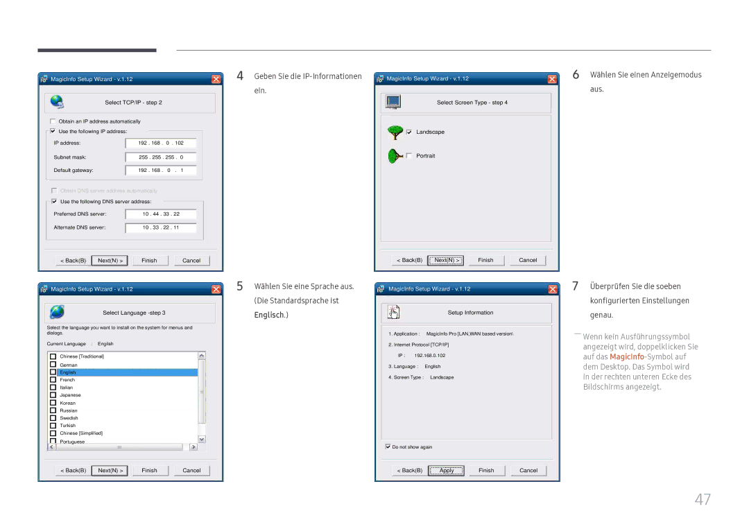 Samsung LH49DCHPLGC/EN, LH49DCJPLGC/EN, LH43DCJPLGC/EN manual BackB Apply Finish Cancel 