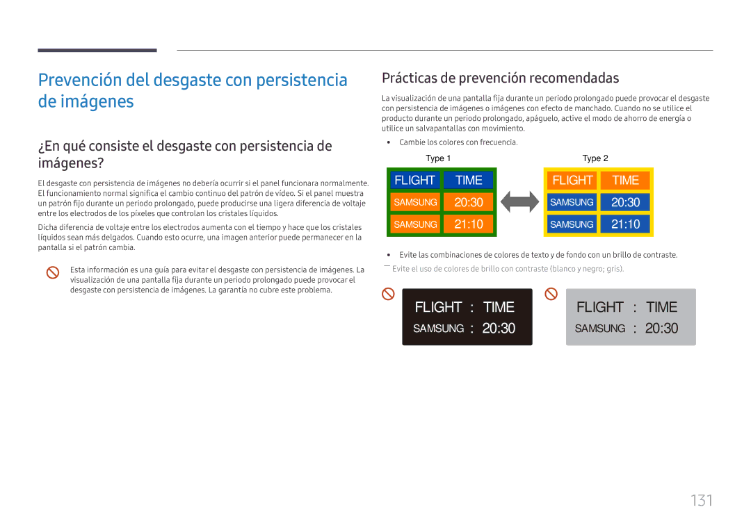 Samsung LH49DCHPLGC/EN, LH49DCJPLGC/EN, LH43DCJPLGC/EN Prevención del desgaste con persistencia de imágenes, 131, Imágenes? 