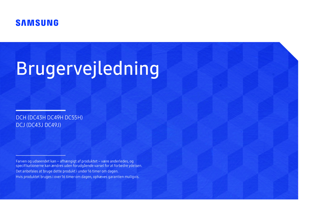 Samsung LH43DCJPLGC/EN, LH49DCJPLGC/EN, LH49DCHPLGC/EN manual Brugervejledning 