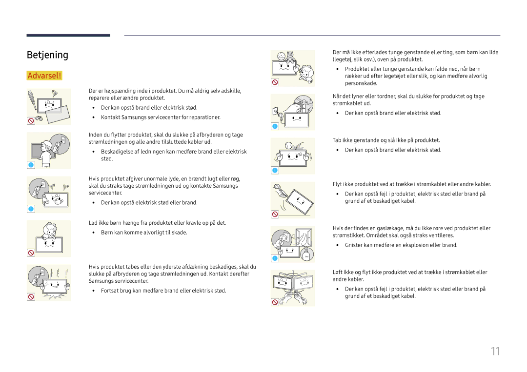 Samsung LH49DCHPLGC/EN, LH49DCJPLGC/EN, LH43DCJPLGC/EN manual Betjening 