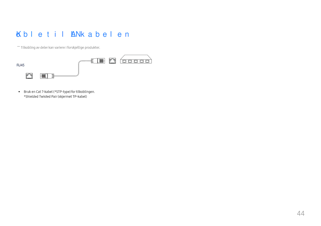 Samsung LH49DCHPLGC/EN, LH49DCJPLGC/EN, LH43DCJPLGC/EN manual Koble til LAN-kabelen 