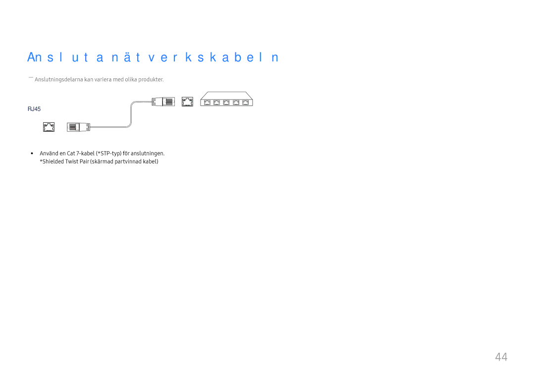 Samsung LH49DCHPLGC/EN, LH49DCJPLGC/EN, LH43DCJPLGC/EN manual Ansluta nätverkskabeln, RJ45 