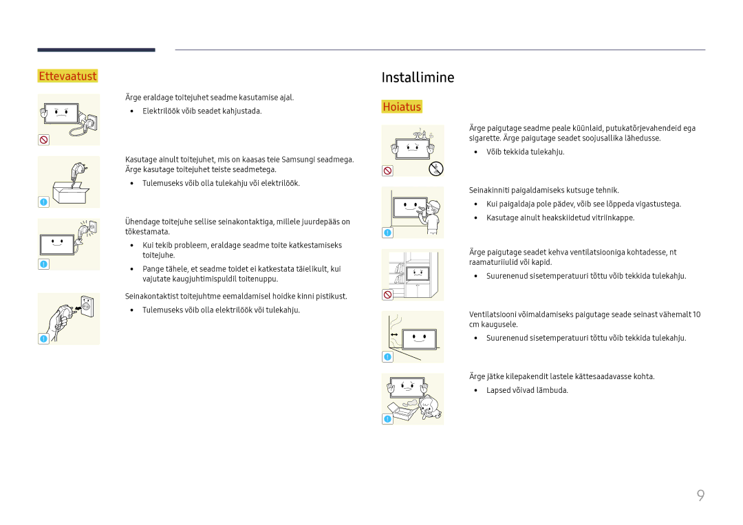 Samsung LH49DCJPLGC/EN, LH43DCJPLGC/EN, LH49DCHPLGC/EN manual Installimine 