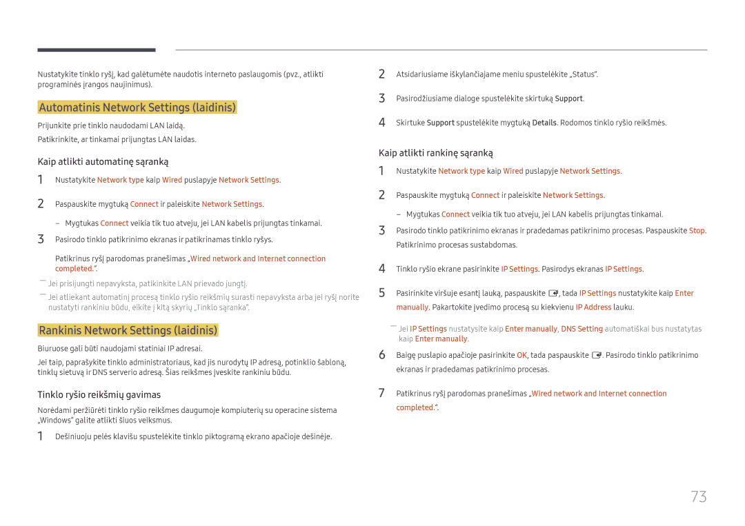 Samsung LH43DCJPLGC/EN, LH49DCJPLGC/EN manual Automatinis Network Settings laidinis, Rankinis Network Settings laidinis 