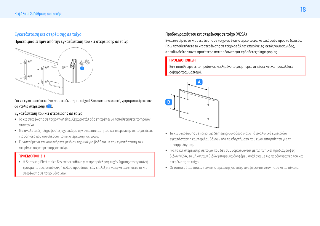 Samsung LH49PMFPBGC/EN Εγκατάσταση κιτ στερέωσης σε τοίχο, Εγκατάσταση του κιτ στερέωσης σε τοίχο, Δακτύλιο στερέωσης 