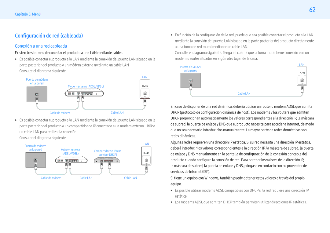 Samsung LH32PMFPBGC/EN manual Configuración de red cableada, Conexión a una red cableada, Consulte el diagrama siguiente 