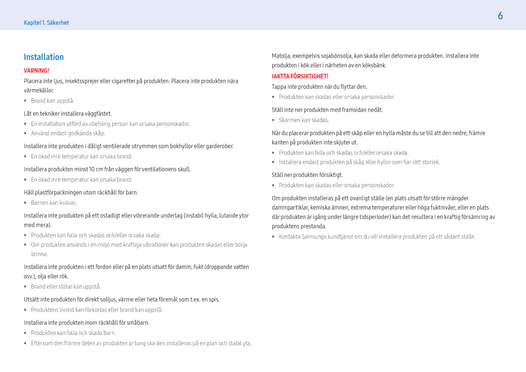 Samsung LH55PMFPBGC/EN, LH49PMFPBGC/EN, LH55PHFPMGC/EN, LH55PHFPBGC/EN, LH43PHFPBGC/EN, LH43PHFPMGC/EN manual Installation 