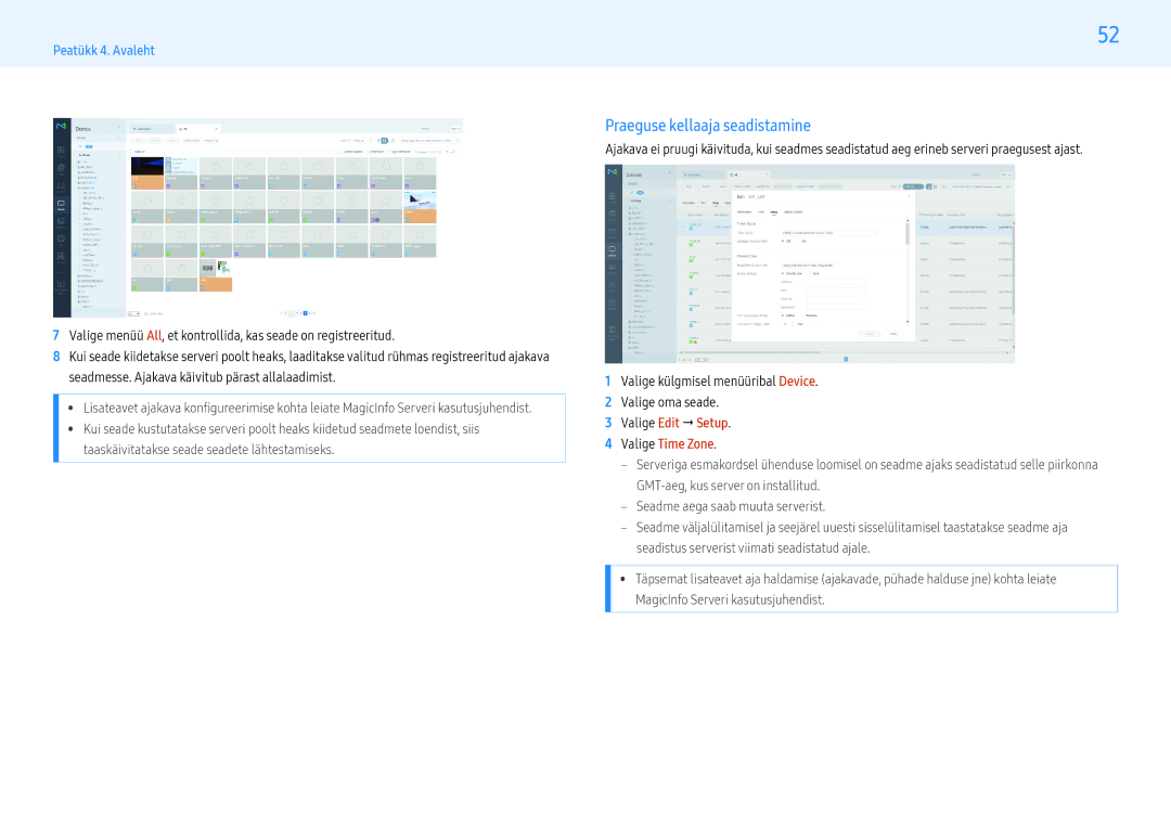 Samsung LH43PMFPBGC/EN, LH49PMFPBGC/EN, LH55PHFPMGC/EN Praeguse kellaaja seadistamine, Valige Edit  Setup Valige Time Zone 