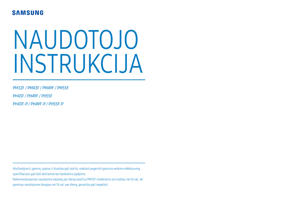 Samsung LH55PHFPMGC/EN, LH49PMFPBGC/EN, LH55PHFPBGC/EN, LH43PHFPBGC/EN, LH43PHFPMGC/EN, LH49PHFPBGC/EN manual Brukerhåndbok 