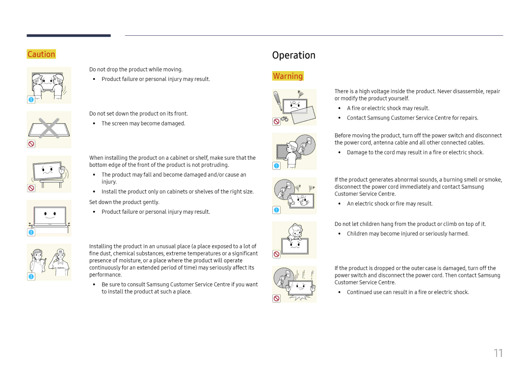 Samsung LH49RMHELGW/EN manual Operation 