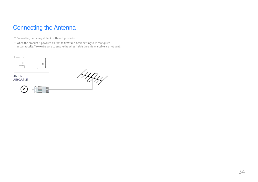 Samsung LH49RMHELGW/EN manual Connecting the Antenna 