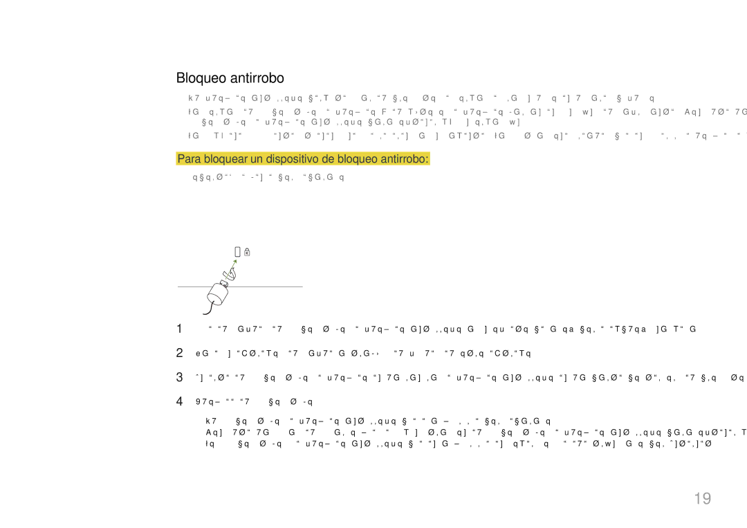 Samsung LH49RMHELGW/EN manual Bloqueo antirrobo, Para bloquear un dispositivo de bloqueo antirrobo 