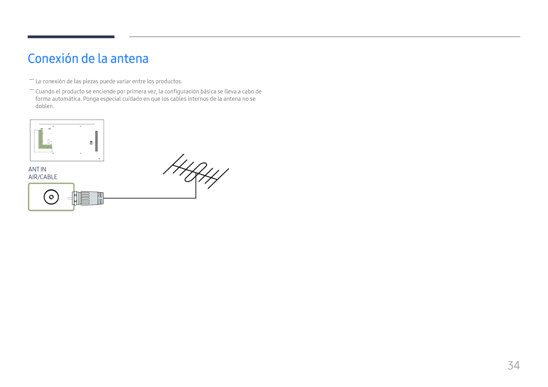 Samsung LH49RMHELGW/EN manual Conexión de la antena 