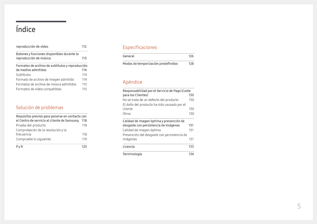 Samsung LH49RMHELGW/EN manual Especificaciones 