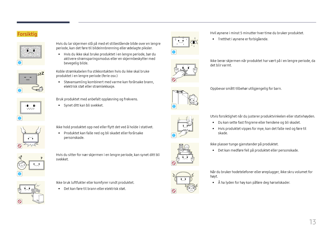 Samsung LH49RMHELGW/EN manual Forsiktig 