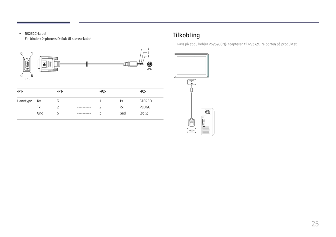 Samsung LH49RMHELGW/EN manual Tilkobling 