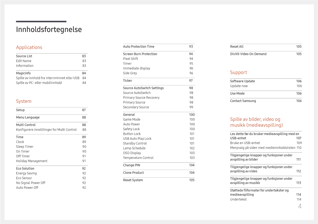 Samsung LH49RMHELGW/EN manual Support 