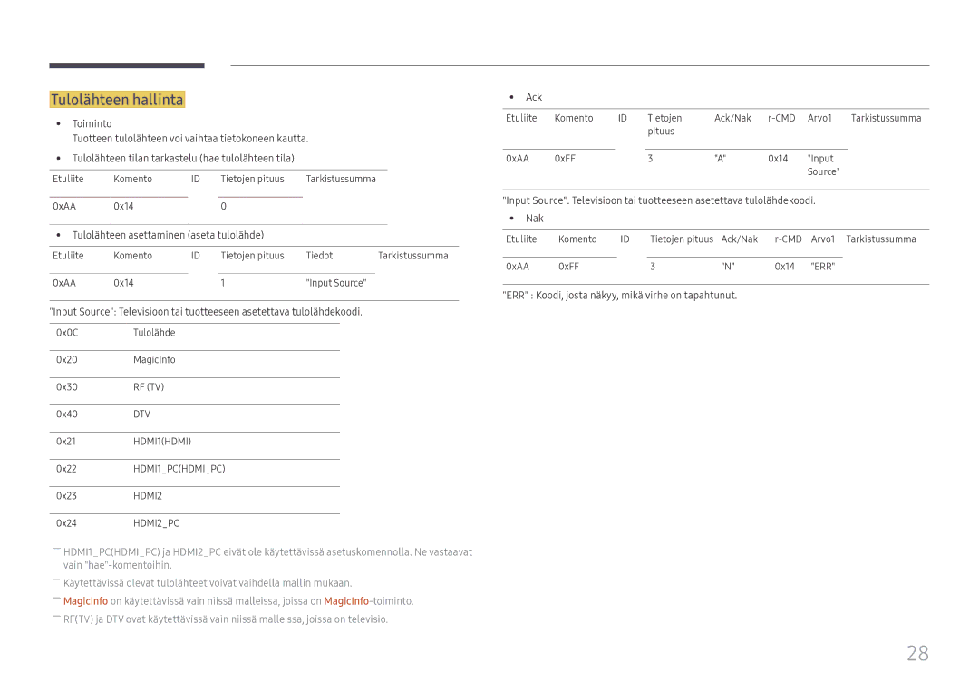 Samsung LH49RMHELGW/EN manual Tulolähteen hallinta 