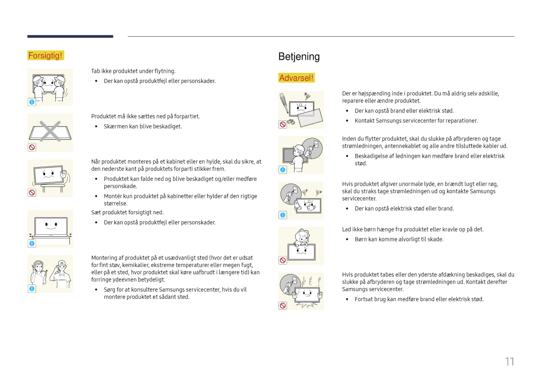 Samsung LH49RMHELGW/EN manual Betjening 