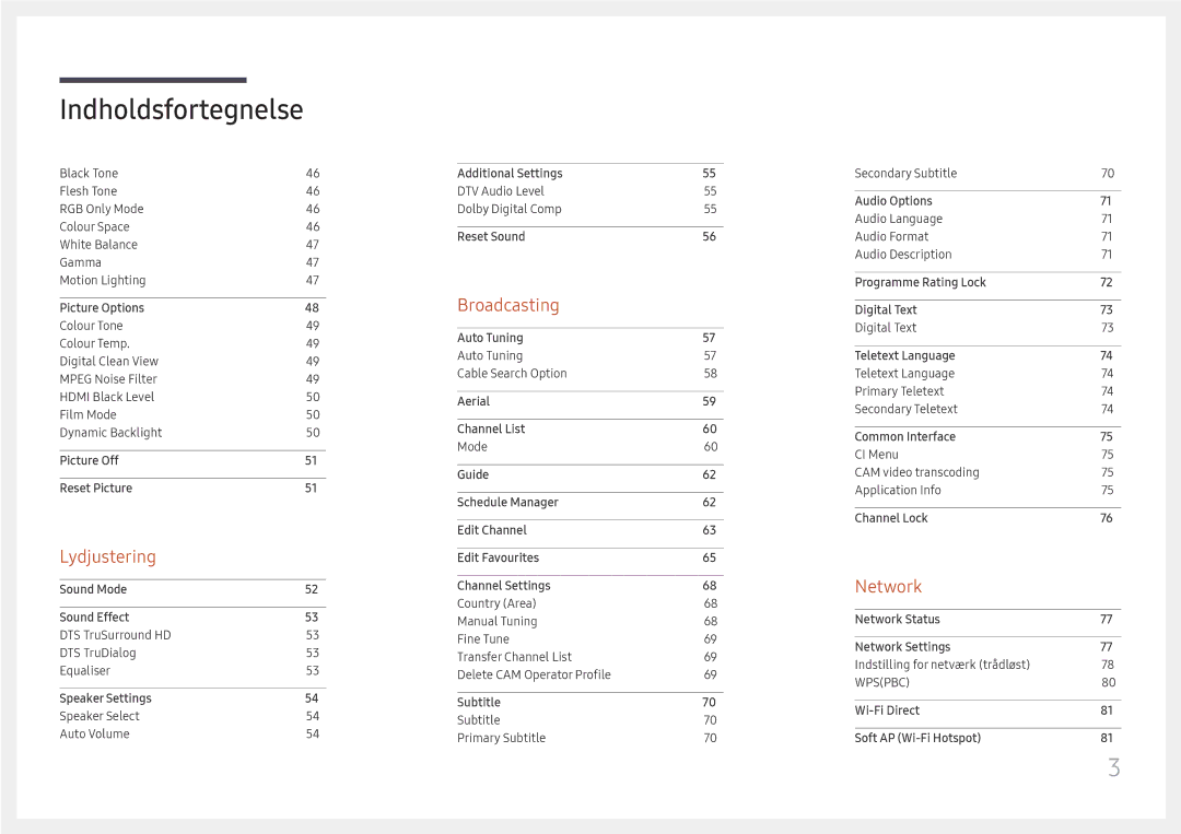 Samsung LH49RMHELGW/EN manual Lydjustering 