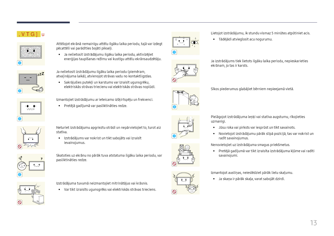 Samsung LH49RMHELGW/EN manual Radīt savainojumus 