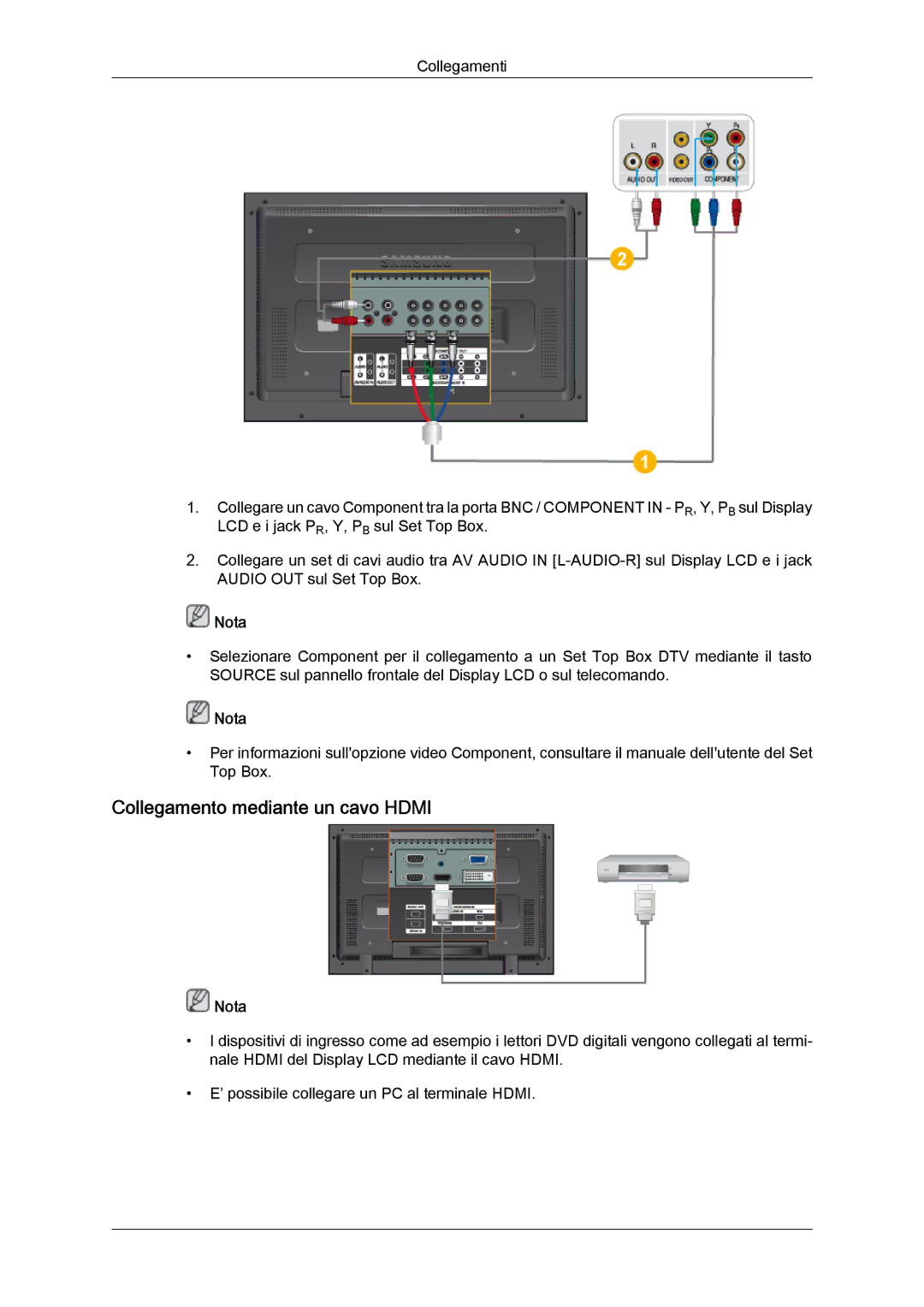 Samsung LH52BPPLBC/EN, LH52BPTLBC/EN manual Collegamento mediante un cavo Hdmi 