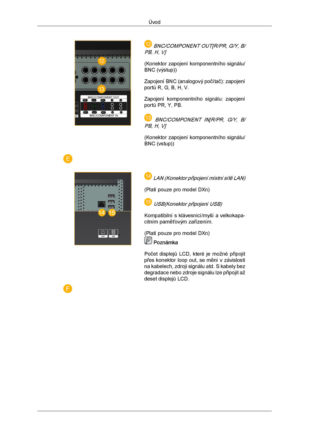 Samsung LH52BPPLBC/EN, LH52BPTLBC/EN manual Bnc/Component Outr/Pr, G/Y, B/ Pb, H 