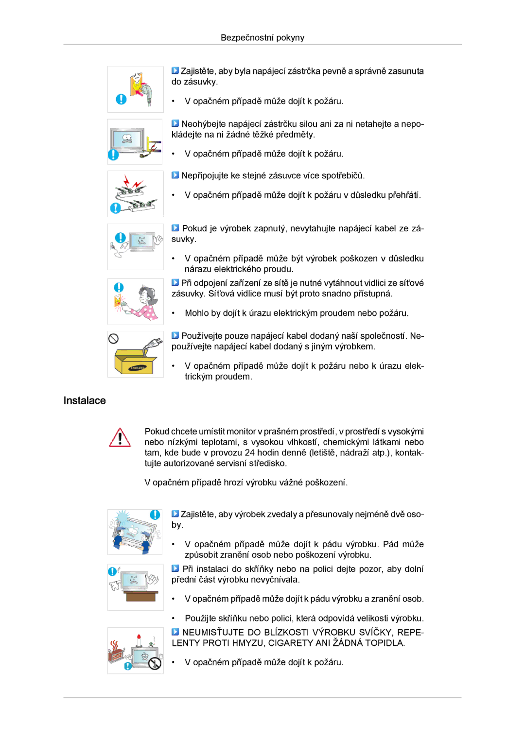 Samsung LH52BPPLBC/EN, LH52BPTLBC/EN manual Instalace 