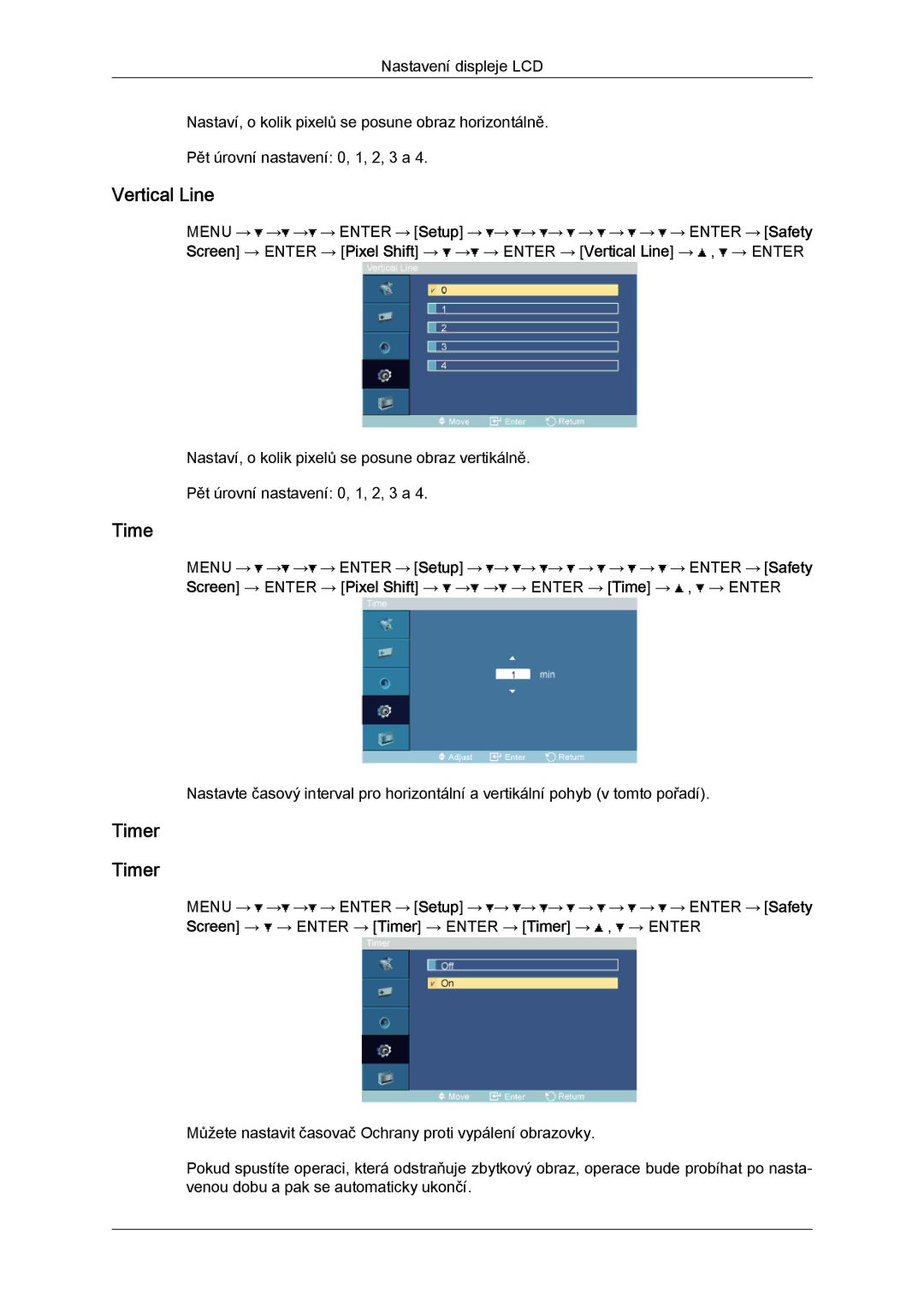 Samsung LH52BPTLBC/EN, LH52BPPLBC/EN manual Vertical Line, Timer 